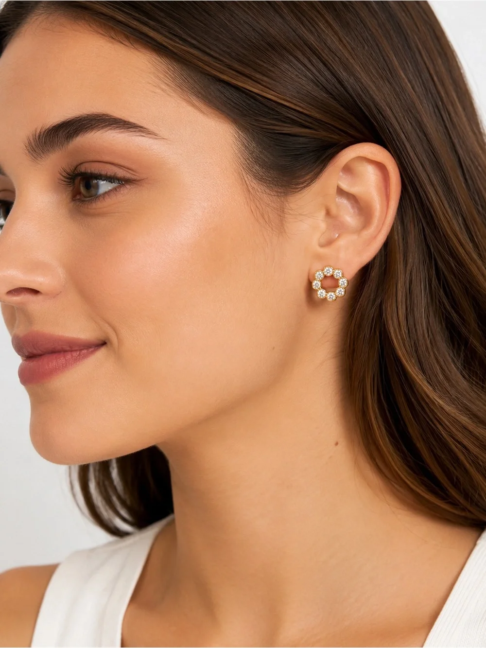 Kate Spade New York Gold Tone Cubic Zirconia Circle Stud Earrings NWT